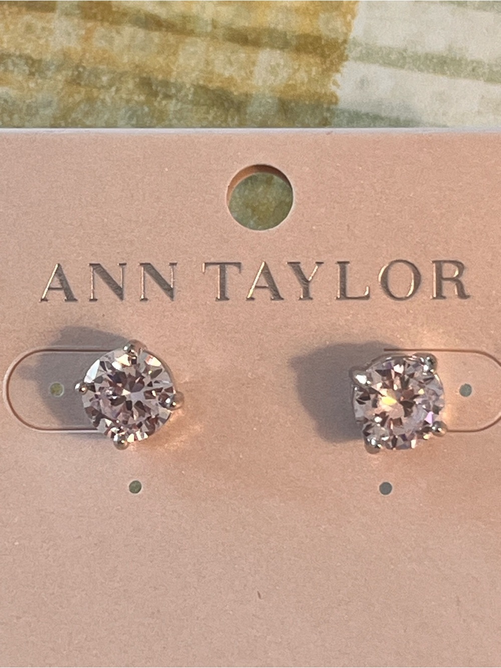 Ann Taylor Blush Pink Crystal Stud Earrings